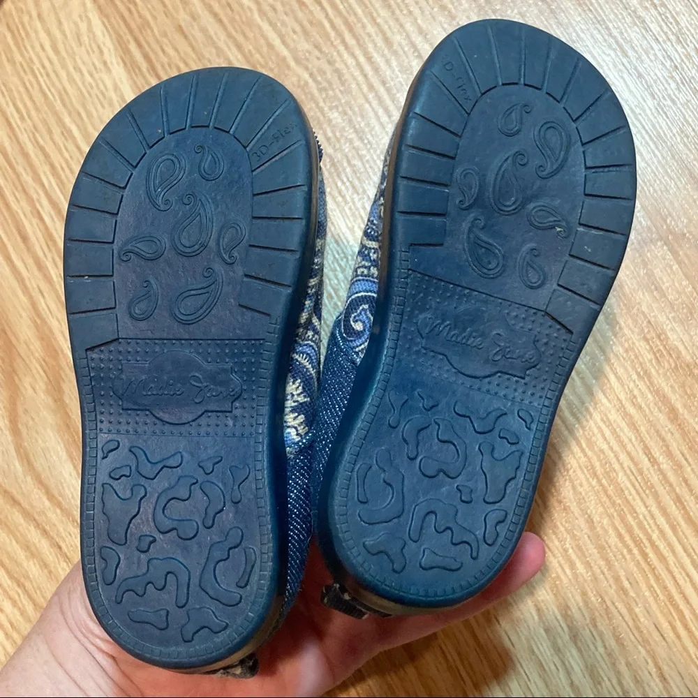 Madie Jane Toddler Girls Blue Paisley Polka Dot Mary Jane Shoes Size 21 EU